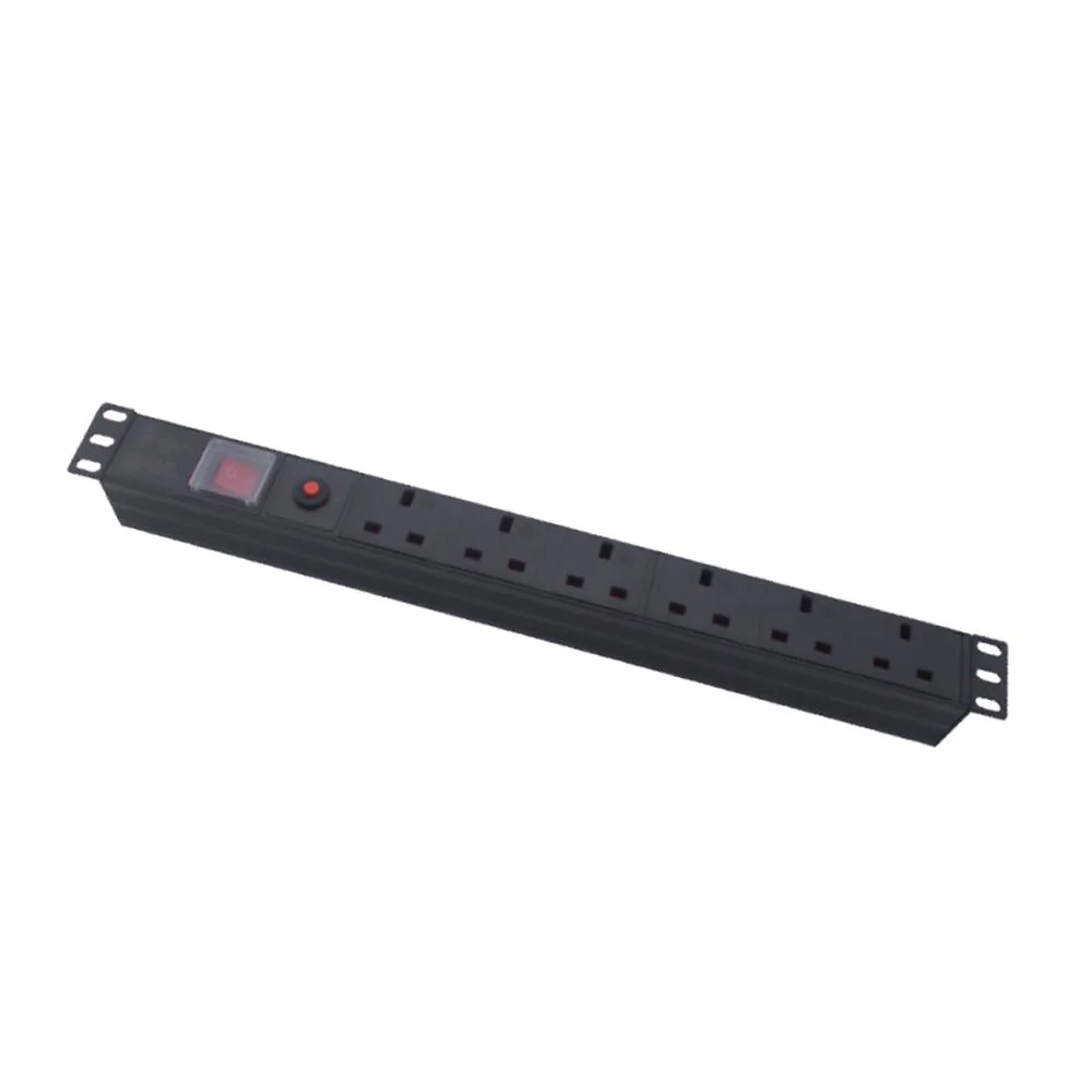 1u 19" 6 Way British Standard Anti-Overload 6 Ports Euro PDU