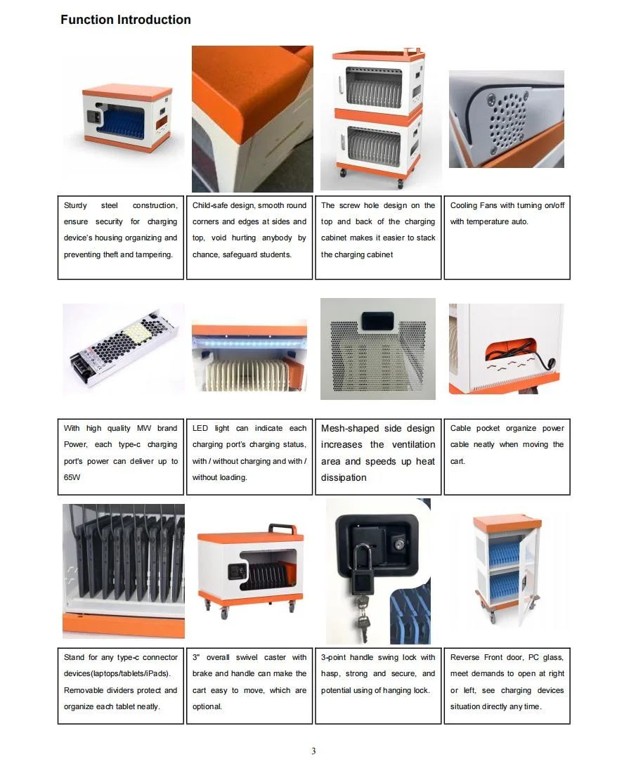 Best Selling USB 16 Way Chromebook iPad Tablet Storage and Charging Cabinet with PDU